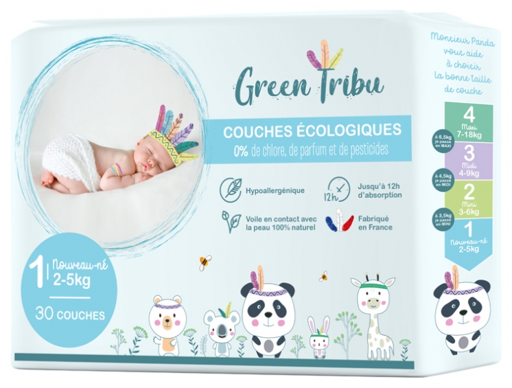 Couches écologiques taille 1 (25 kg) Green Tribu couches pour bébés