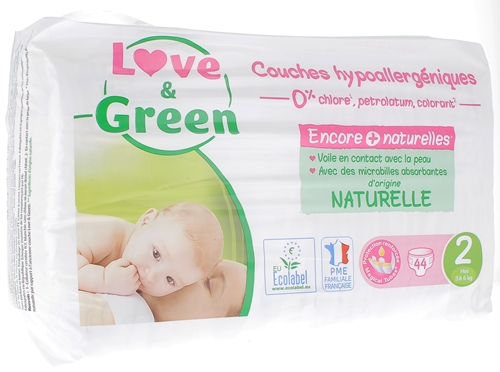 Love /& Green Couches Hypoallerg/éniques 46 Couches Taille 4 7-14 kg