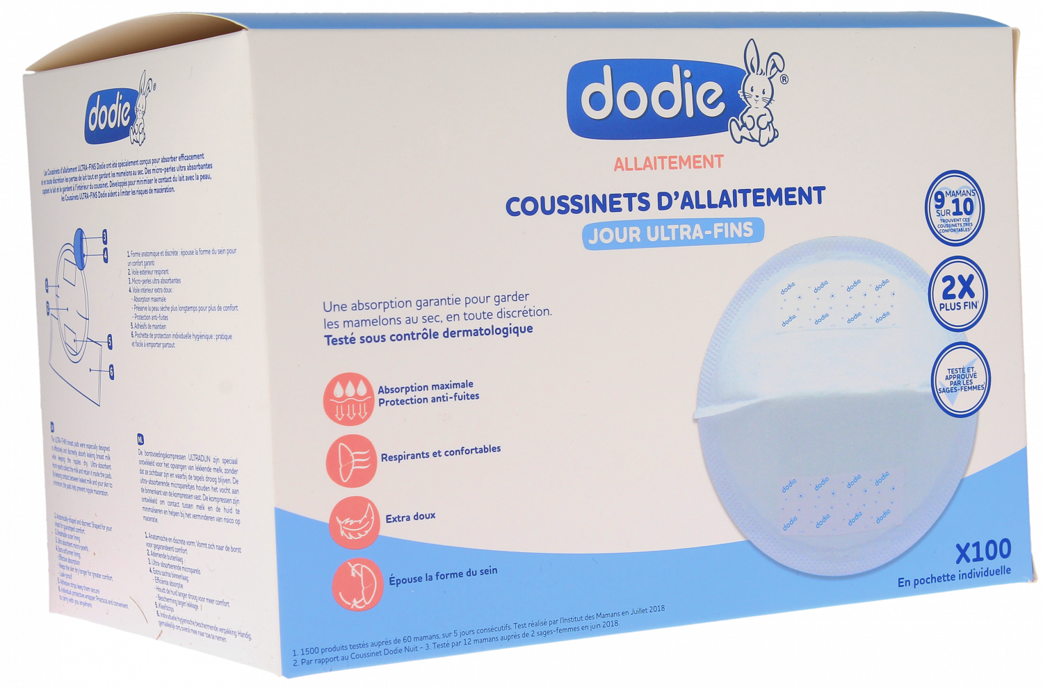 Dodie Coussinets Allaitement Ultra-Fins 100pcs - Confort et