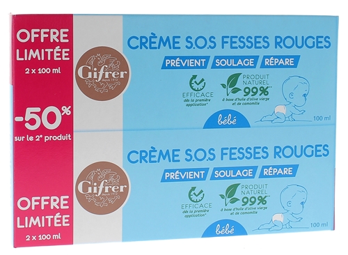 Crème S.O.S fesses rouges Gifrer - lot de 2 tubes de 100 ml