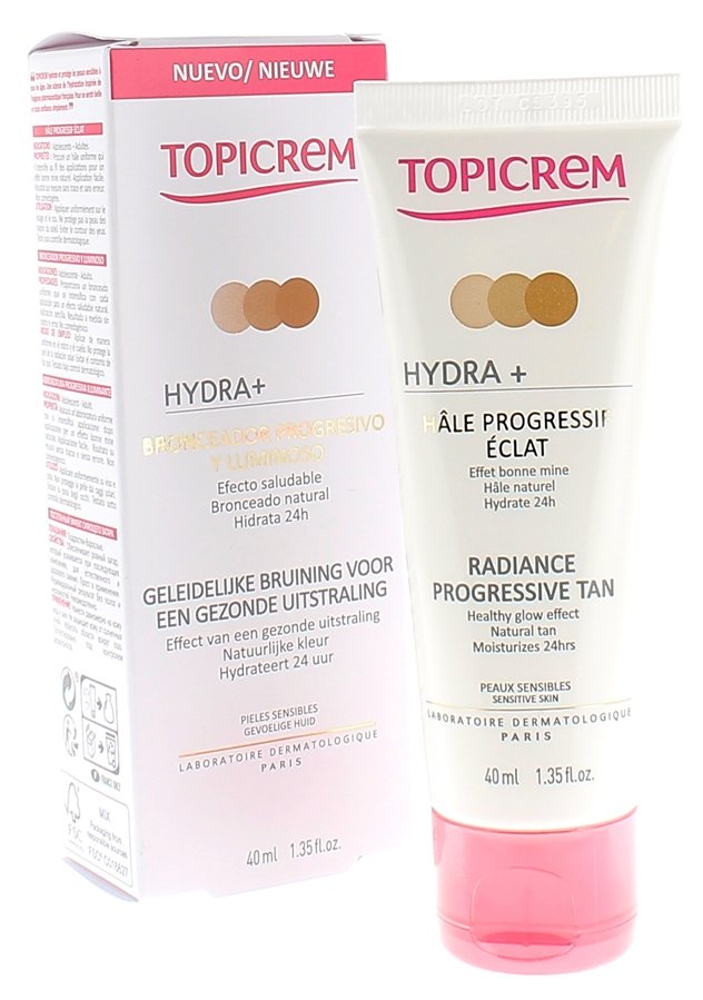 Crème Visage Hâle Progressif Éclat Hydra+ Topicrem - tube de 40 ml