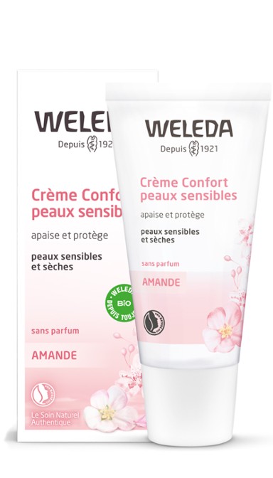 Crème soin du visage peaux sensibles l'amande douce