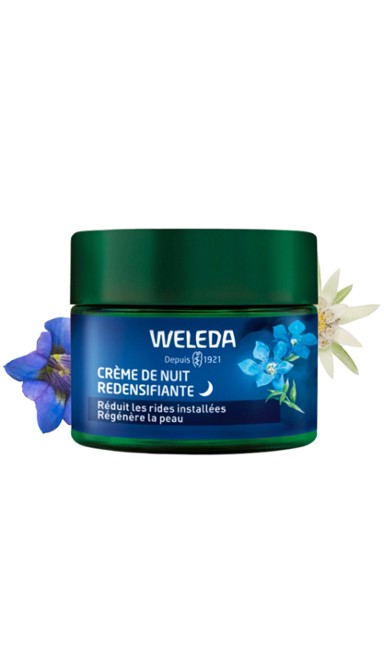 Crème de nuit redensifiante Gentiane bleue et Edelweiss Weleda - pot de 40ml