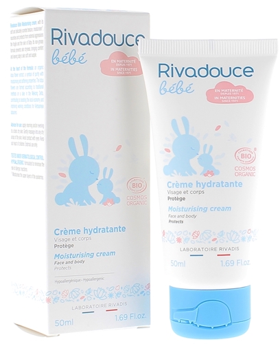 Crème hydratante bio visage et corps bébé Rivadouce - tube de 50 ml
