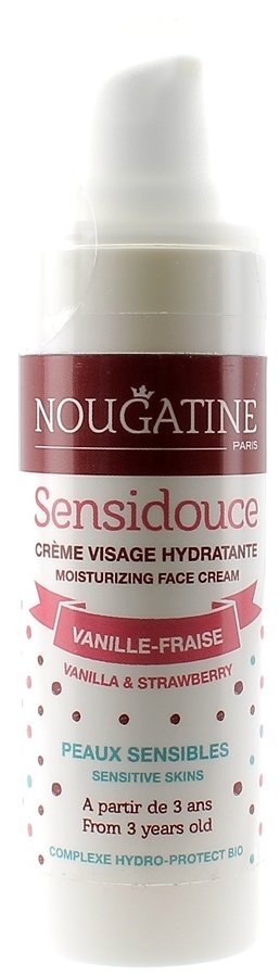Crème hydratante visage sensidouce peaux sensibles parfum vanille fraise Nougatine - flacon pompe de 30 ml