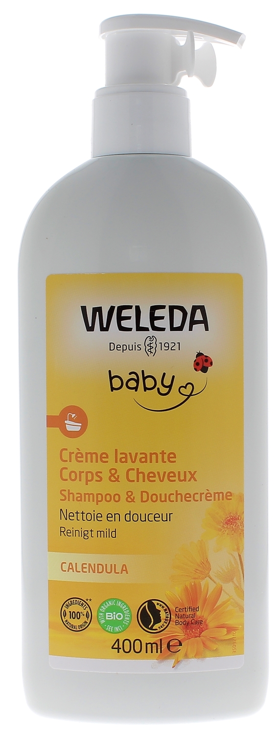 Crème lavante Calendula corps et cheveux Weleda bébé - soin lavant bébé