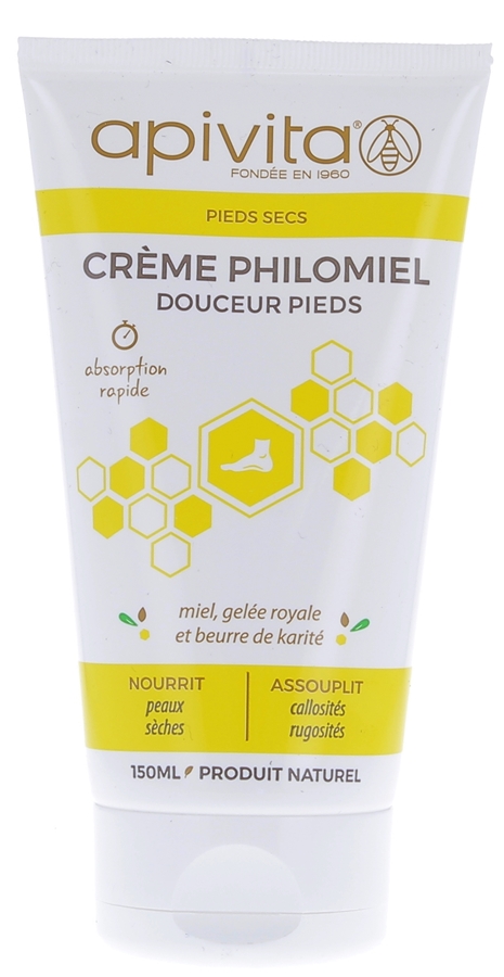 Crème philomiel douceur pieds Apivita - tube de 150 ml