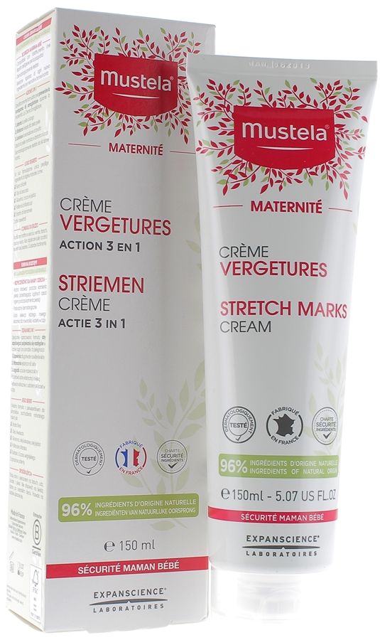 Crème prévention vergetures 3 en 1 Mustela - tube de 150 ml