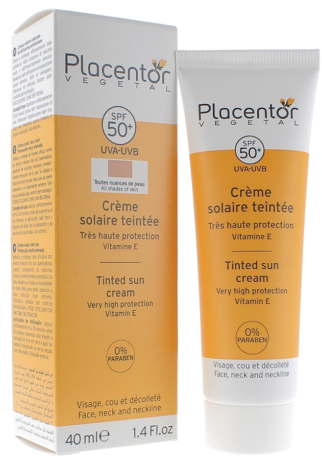 Crème solaire teintée SPF 50+ Placentor - tube de 40 ml