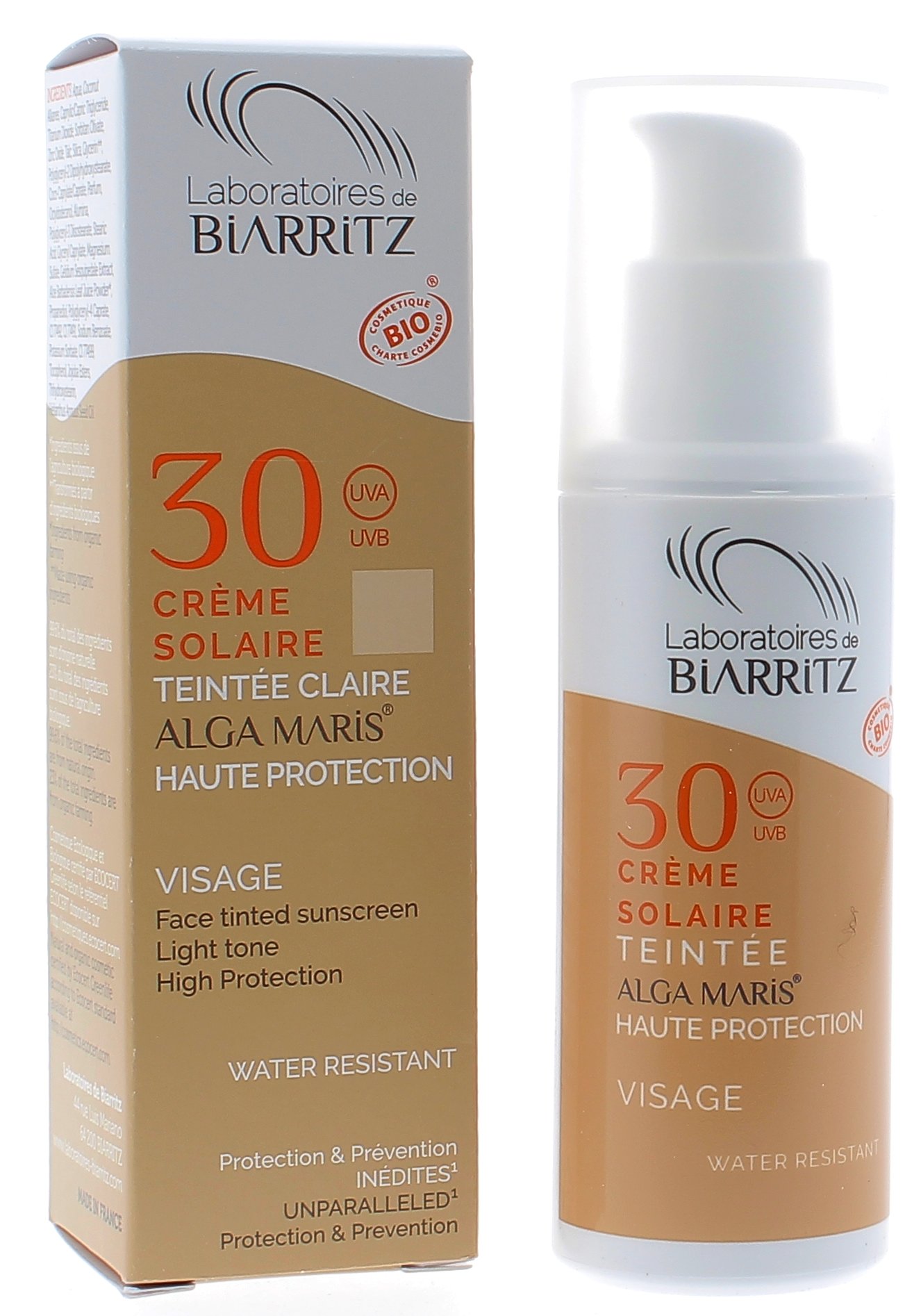 Crème solaire teintée claire spf 30 Alga maris Biarritz - tube de 50 ml