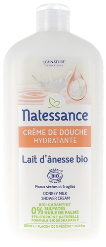 Natessance Crème de douche hydratante Lait d'ânesse bio Léa Nature - flacon de 500 ml