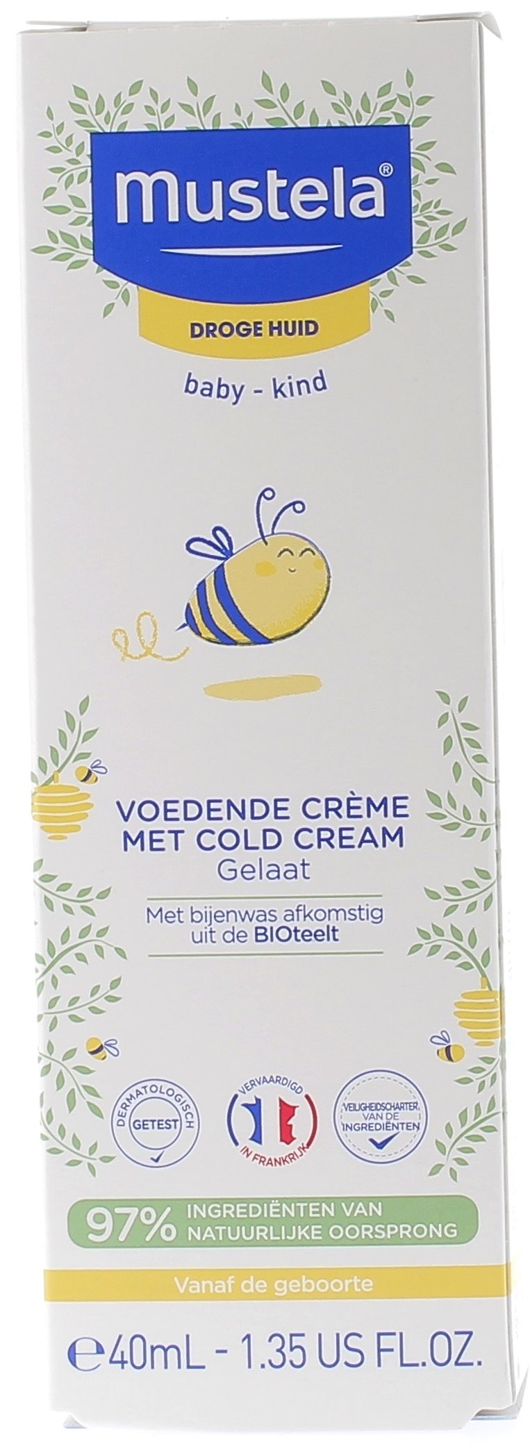 Crème nourrissante au cold cream visage Mustela - tube de 40 ml