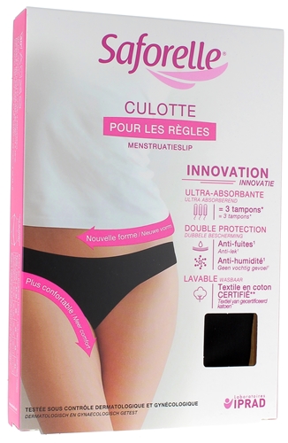 Culotte ultra absorbante taille S Saforelle - 1 culotte noire coton