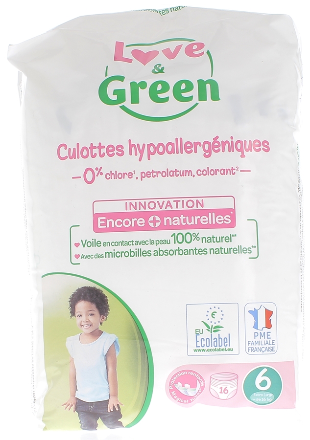 Culottes hypoallergéniques taille 6 Love & Green
