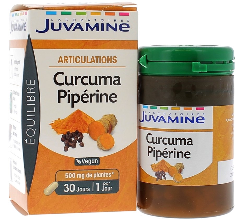 Curcuma Pipérine Articulations Juvamine - boîte de 30 gélules