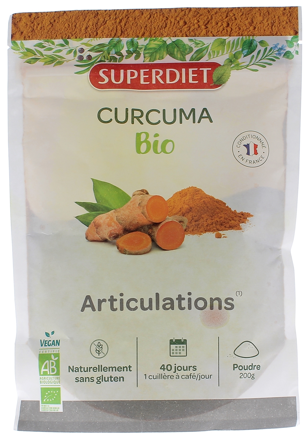 Curcuma bio Superdiet - complément alimentaire articulations