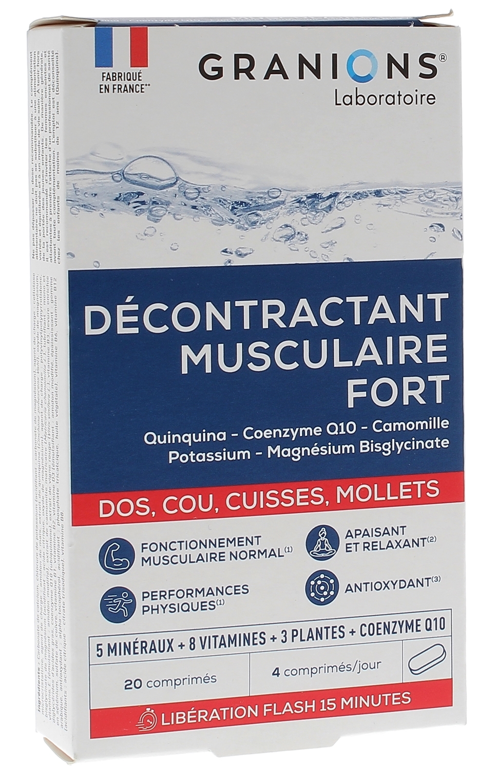 Décontractant musculaire fort Granions - boîte de 20 comprimés