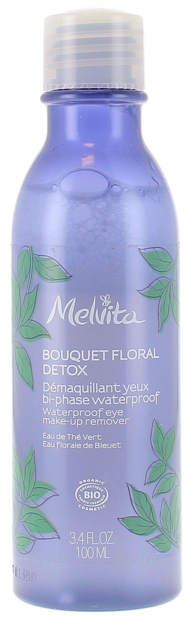 Démaquillant yeux bi-phase bouquet floral détox waterproof bio Melvita - bouteille de 100 ml