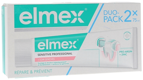 Dentifrice Sensitive Professional + soin gencives Elmex - lot de 2 tubes de 75 ml
