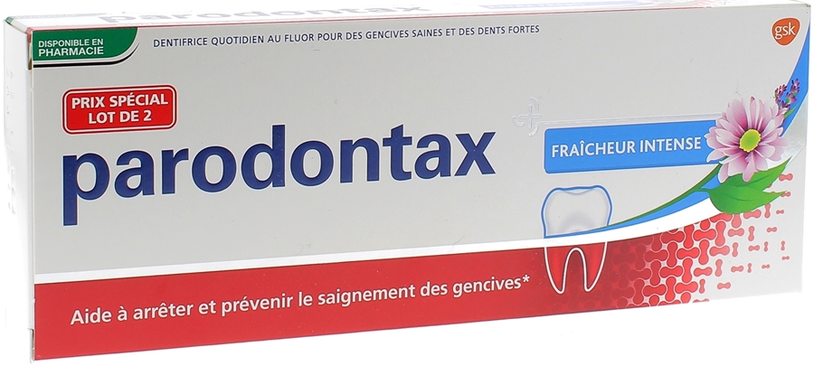 Dentifrice fraîcheur intense Parodontax - lot de 2 tubes de 75 ml