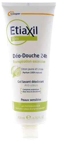 Déo-Douche 24H Gel lavant déodorant citron jaune et litsée Etiaxil - tube de 200 ml