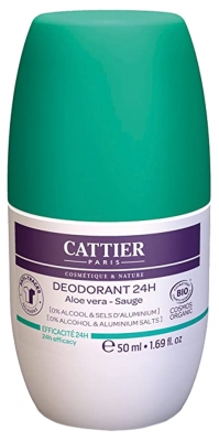 Déodorant 24h Aloe Vera - Sauge Cattier - roll-on de 50 ml
