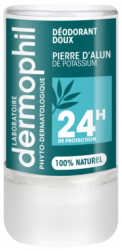 Déodorant doux Pierre d'Alun 24h Dermophil Indien - roll-on de 115 g