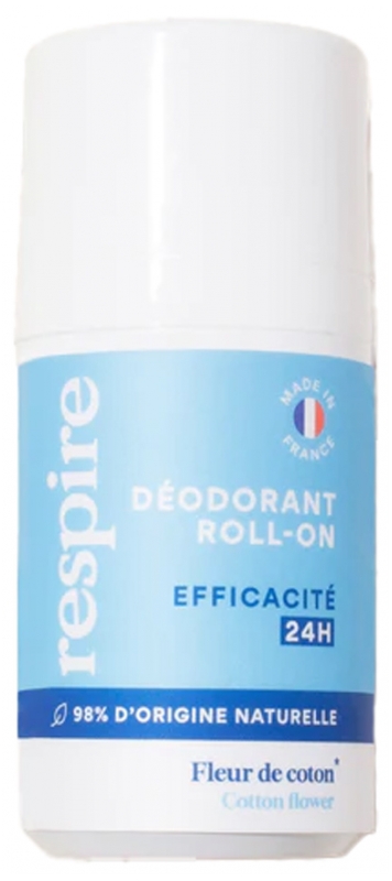 Déodorant Roll-on Fraîcheur 24h Fleur de coton Respire - roll-on de 50ml