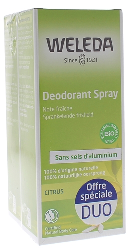 Déodorant aux huiles essentielles naturelles Weleda - lot de 2 déodorants de 100 ml
