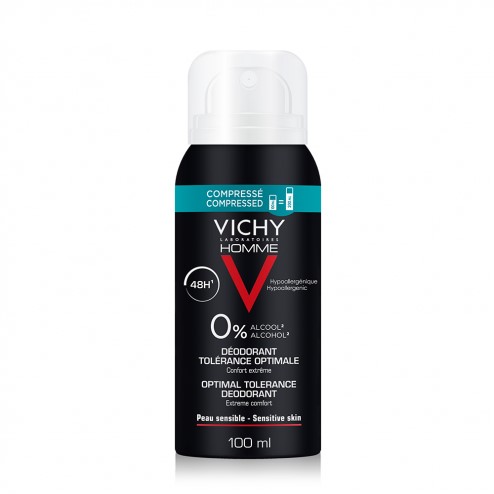 Déodorant compressé peau sensible 48h homme Vichy - spray de 100 ml