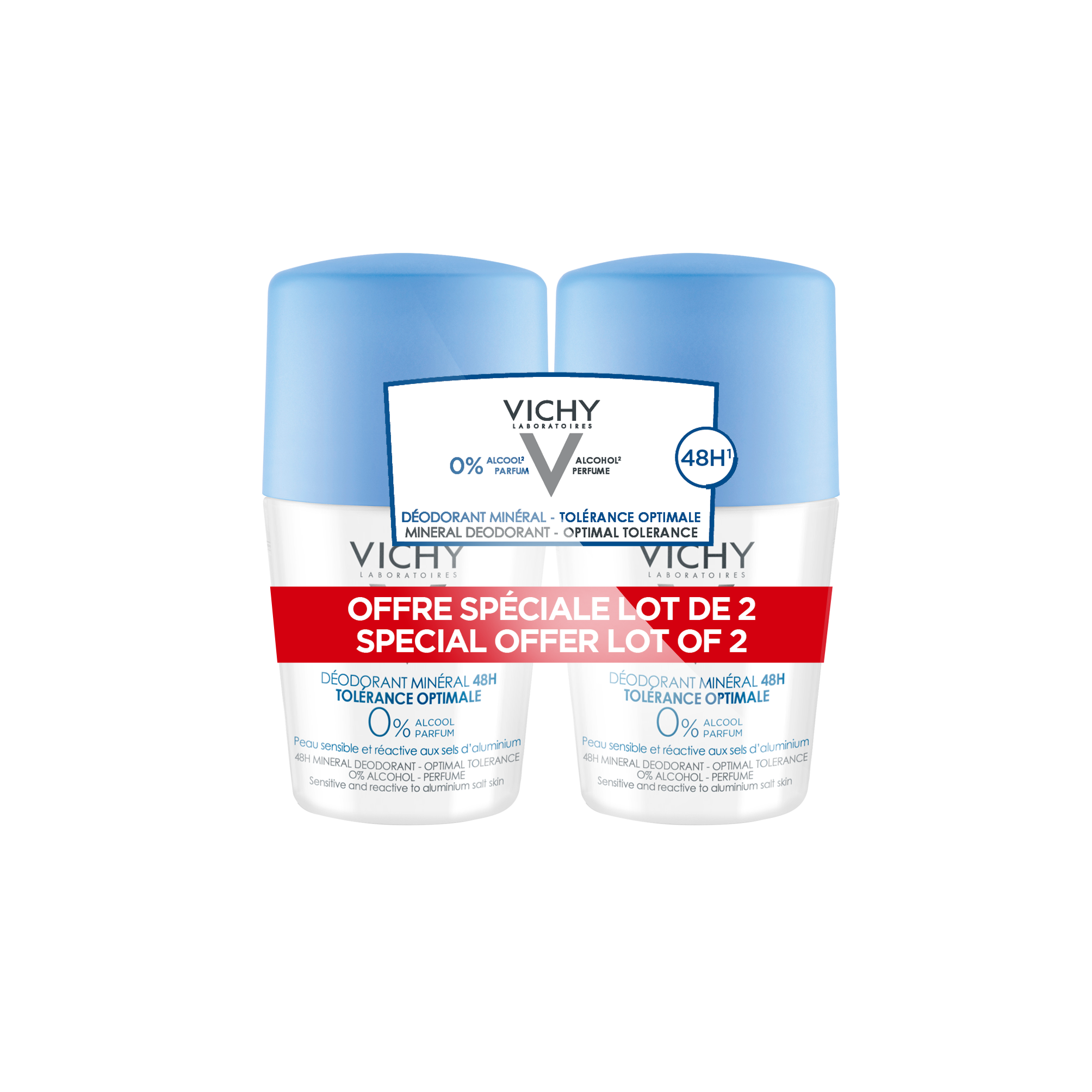 Déodorant minéral tolérance optimale Vichy - lot de 2x50 ml