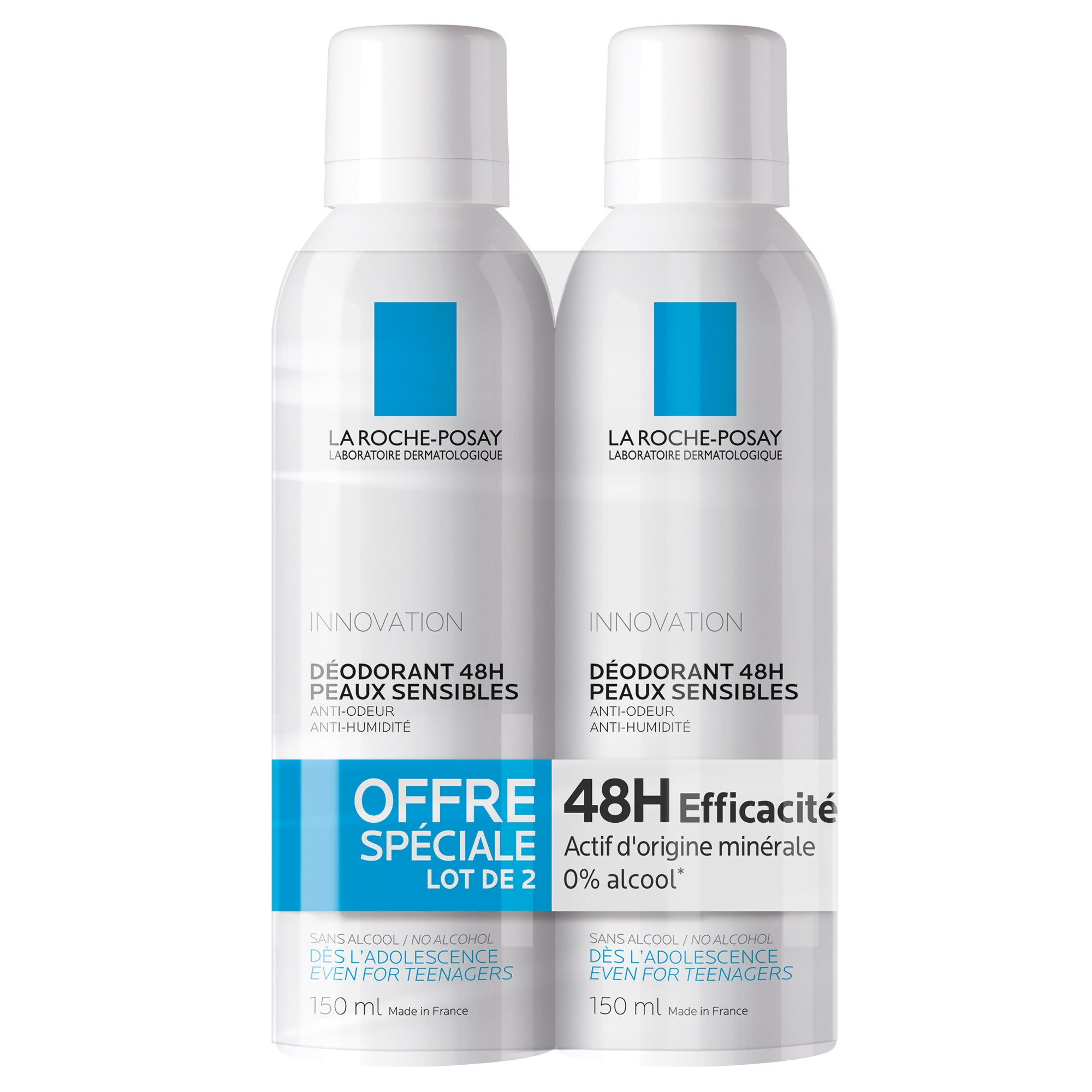 La Roche-Posay : Déodorant physiologique La Roche-Posay, lot 2 sprays de 150 ml