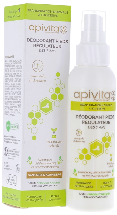 Déodorant pieds régulateur Apivita - Spray de 100 ml