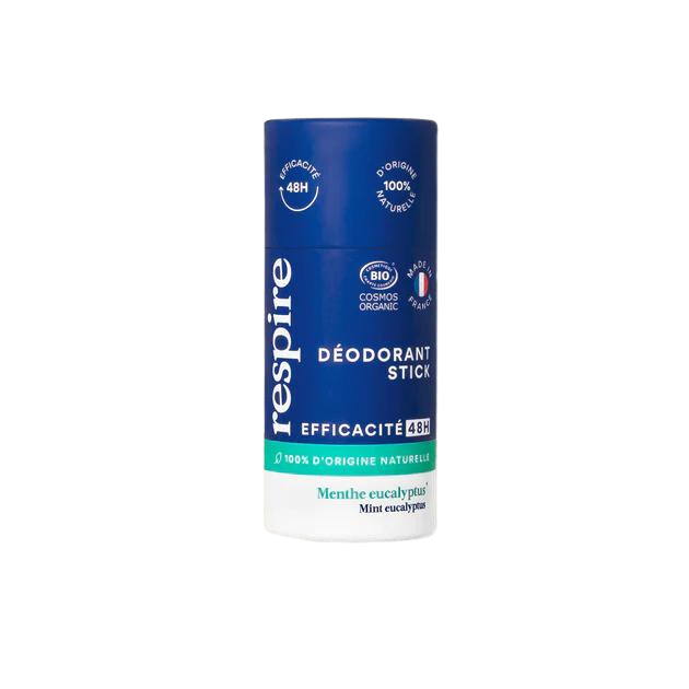 Déodorant solide efficace 48h menthe eucalyptus bio Respire - stick de 50g