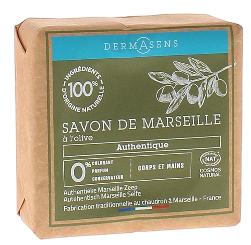 Dermasens Savon solide de Marseille authentique à l'olive Marque Verte - pain de 100g