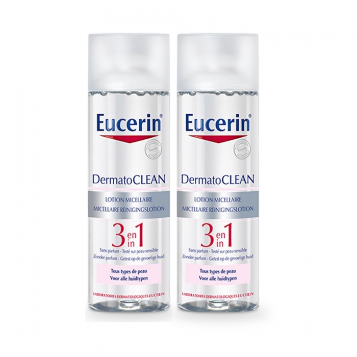 Dermatoclean lotion micellaire 3 en 1 Eucerin - lot de 2 flacons de 400 ml