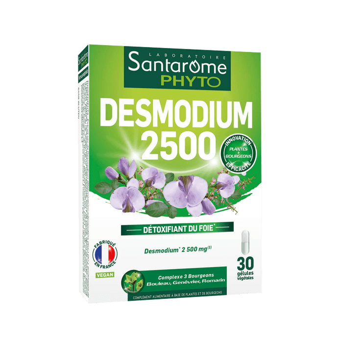 Desmodium 2500 Détoxifiant du foie Santarôme Phyto - boîte de 30 gélules