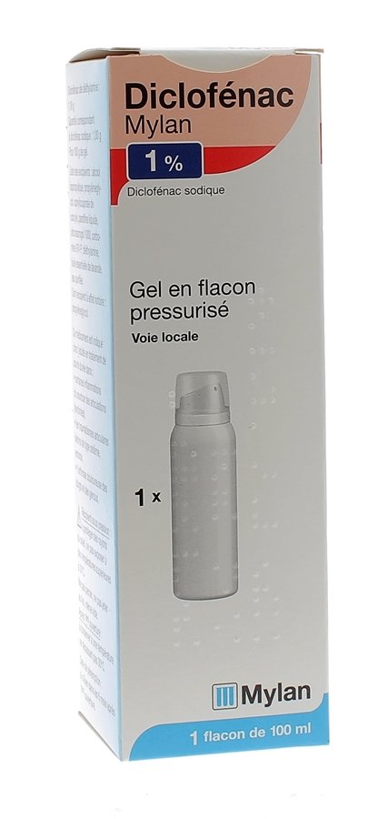 Diclofénac 1% gel en flacon pressurisé Mylan - flacon de 100 ml