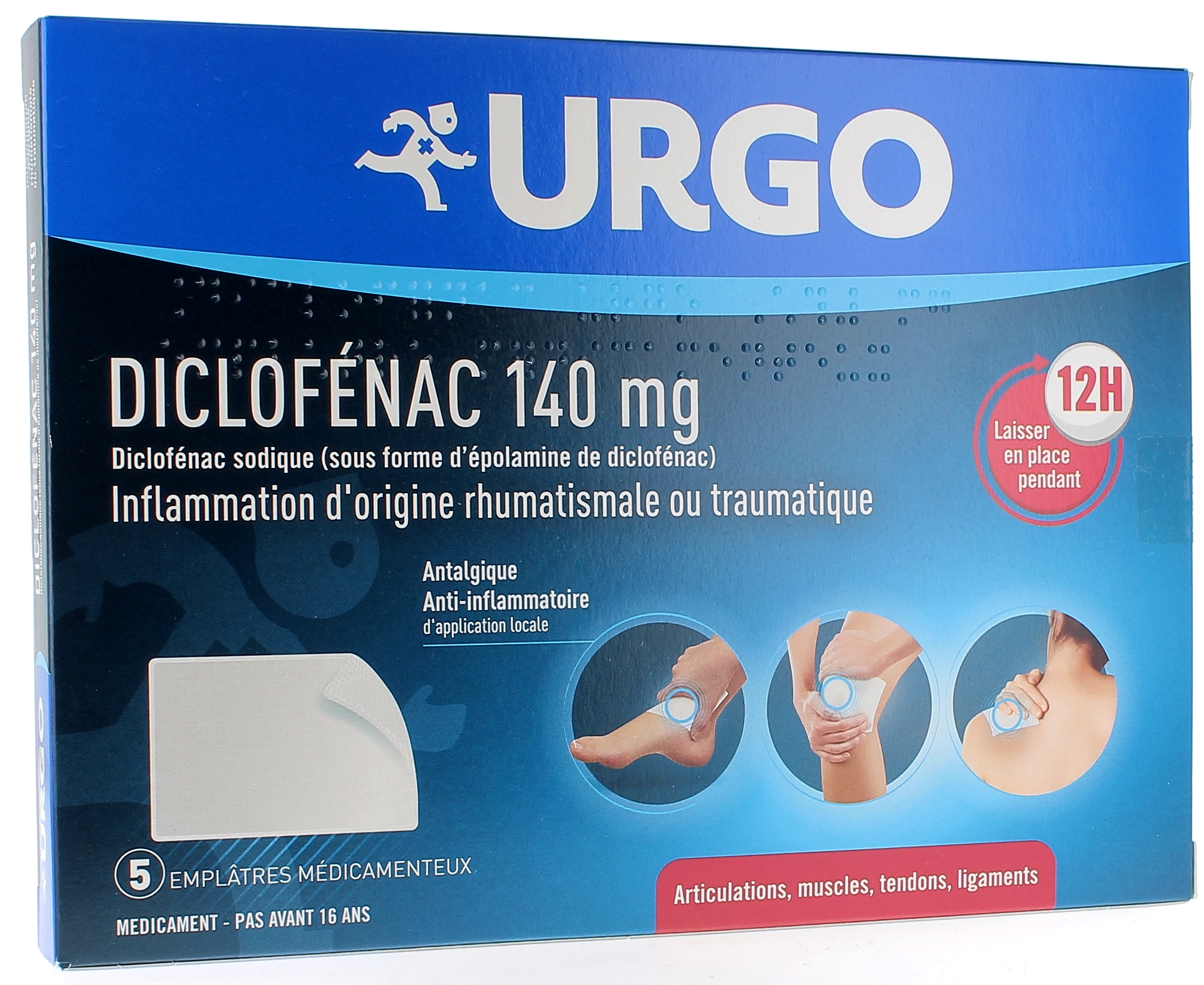 Diclofénac 140 mg Urgo - boîte de 5 emplâtres médicamenteux