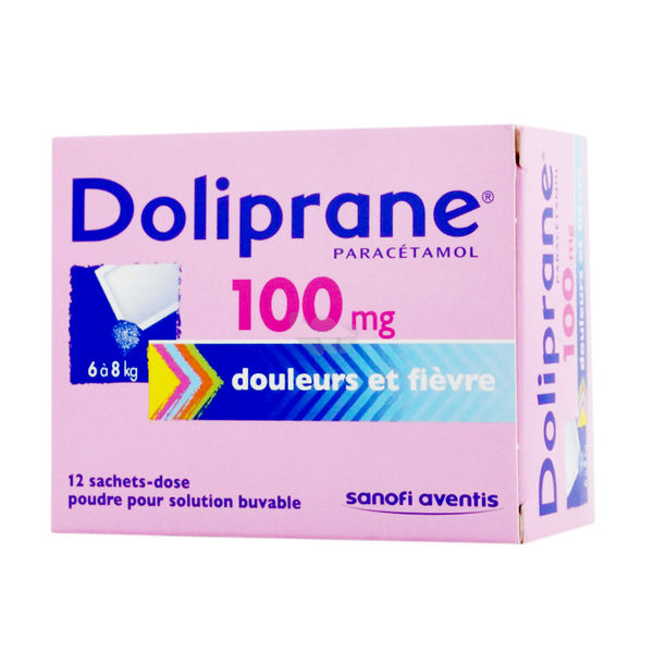 Doliprane 100mg poudre pour solution buvable - boîte de 12 sachet-doses