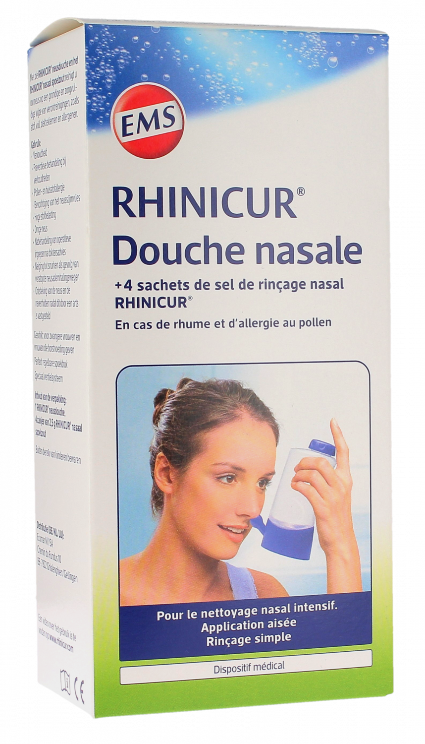 Rhinicur douche Nasale + sel de rinçage nasal 4 sachets