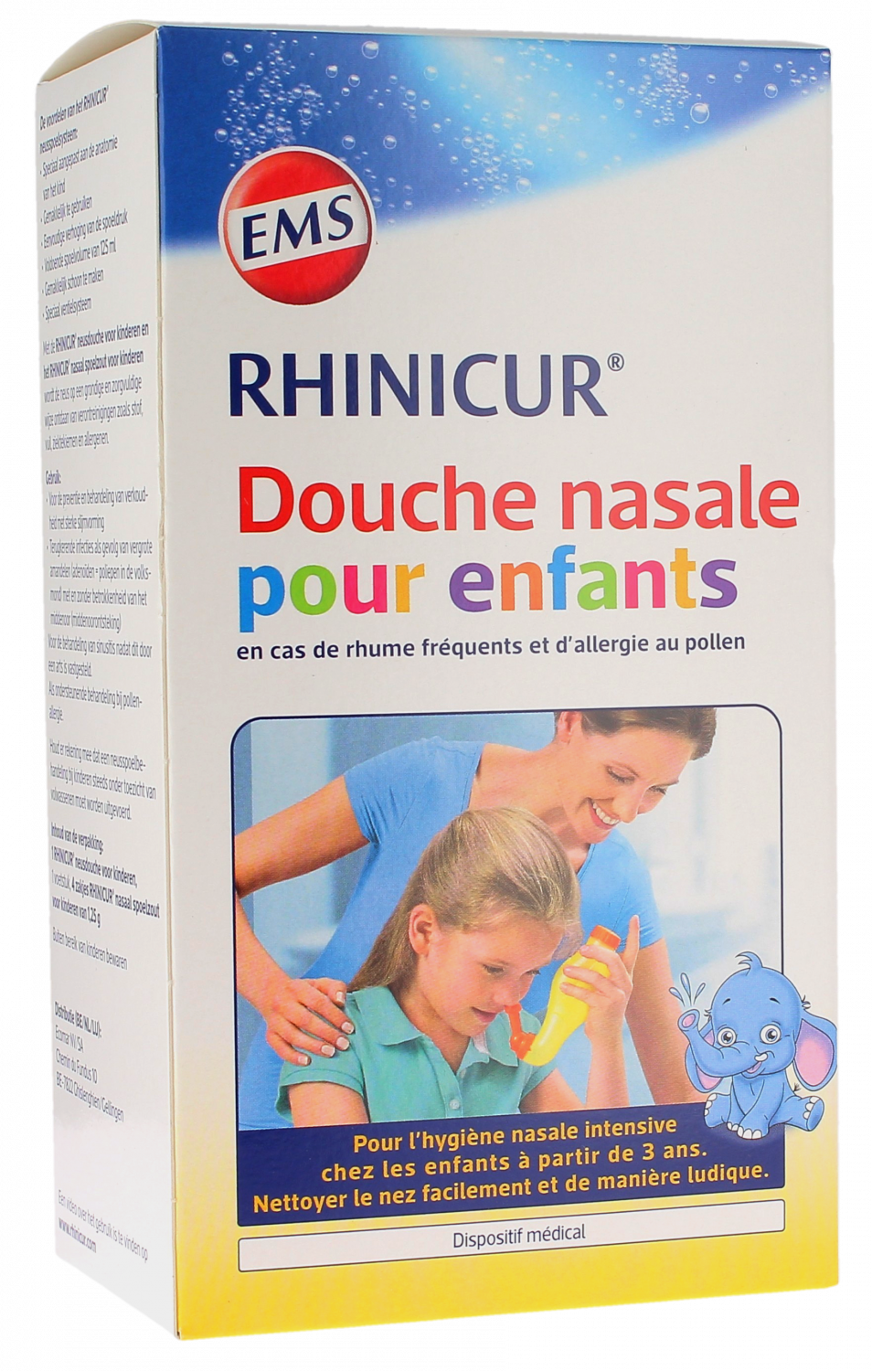 Douche nasale pour enfants Rhinicur - boîte d'une douche nasale + 4 sachets de sel de rinçage nasal pour enfants