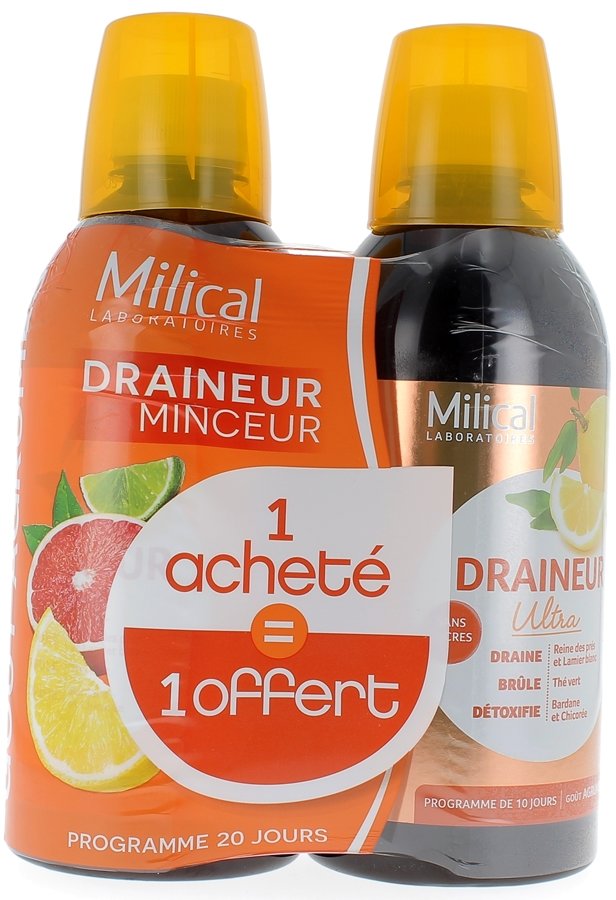 Draineur Minceur Ultra sans sucres goût agrumes Milical Draineur Minceur Ultra sans sucres goût agrumes Milical