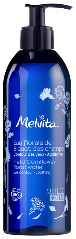 Eau florale de Bleuet des champs bio Melvita - flacon-pompe de 400 ml