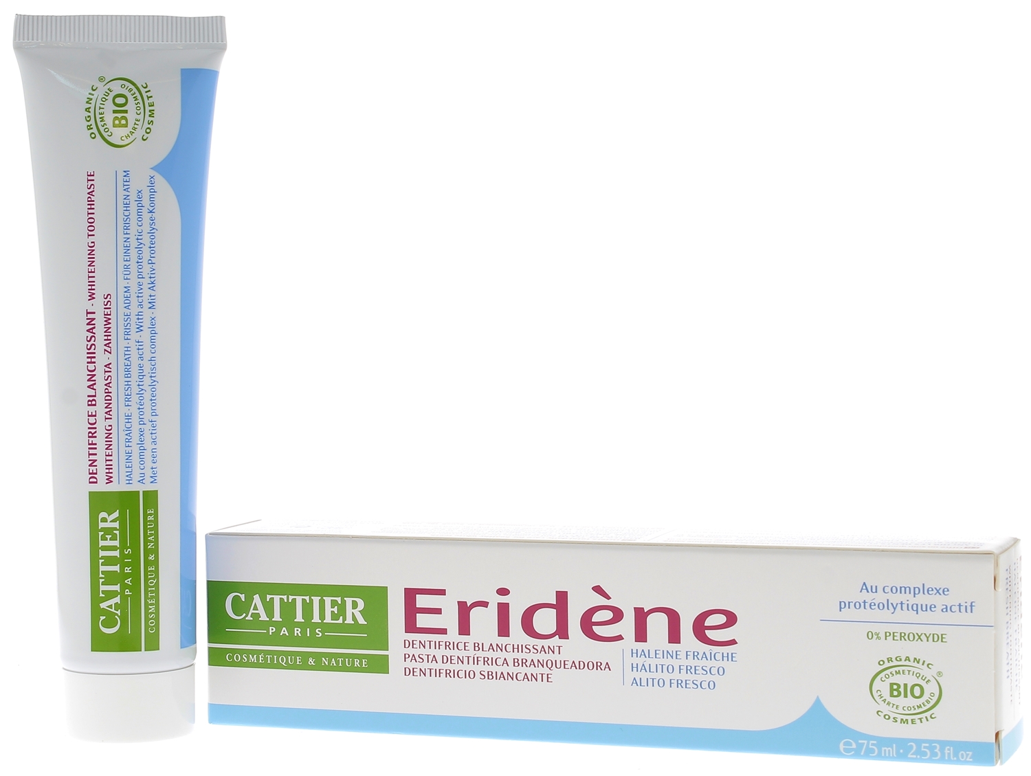 Eridène dentifrice haleine fraîche bio Cattier - tube 75 ml
