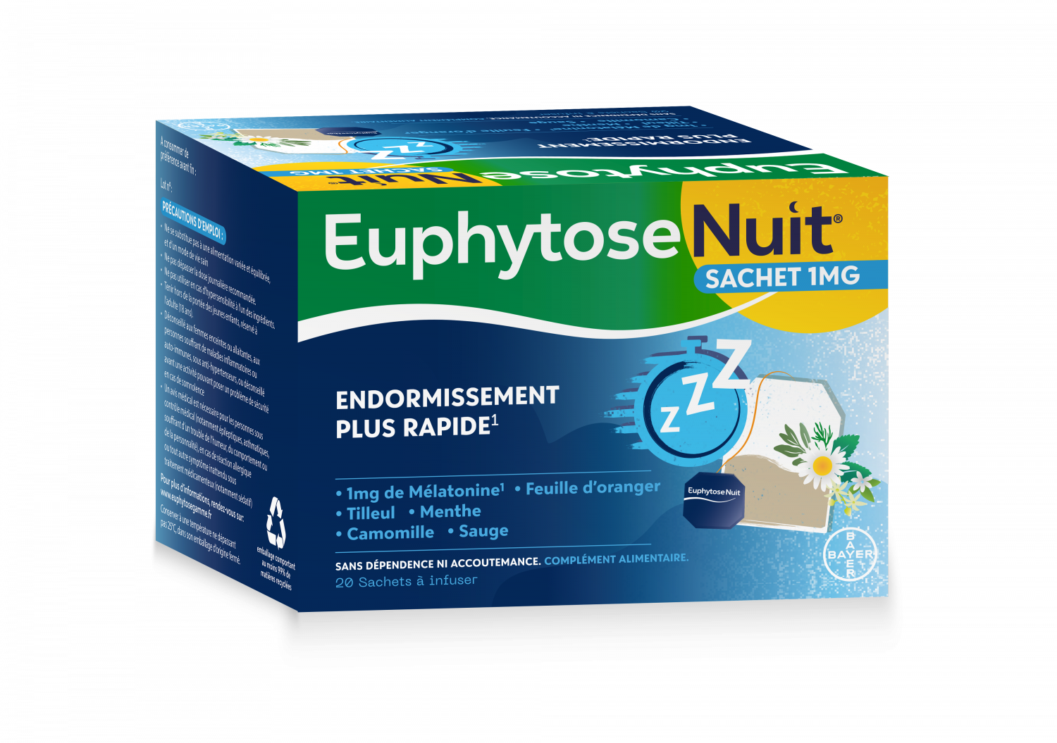 Euphytose Nuit Sommeil Mélatonine et Feuille d