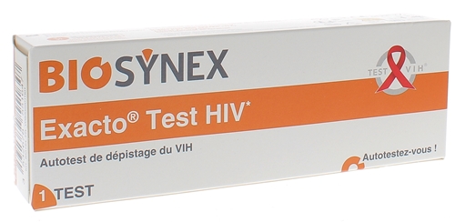 Exacto autotest de dépistage du VIH Biosynex - boîte d'un test