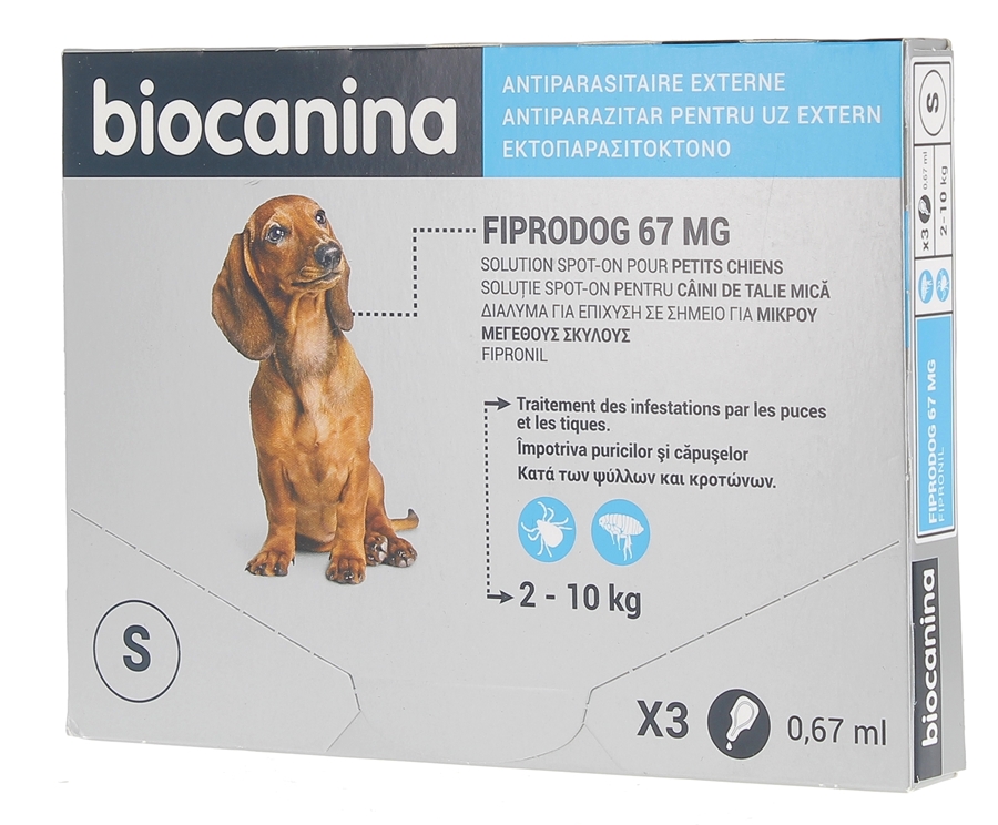 Biocanina Fiprodog Spot-on 67 mg petits chiens 2-10 kg - 3 pipettes
