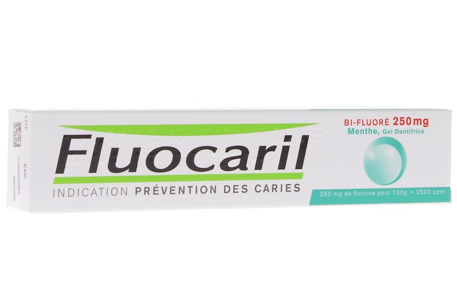 Gel dentifrice menthe bi-fluoré 250 mg Fluocaril - tube de 75 ml