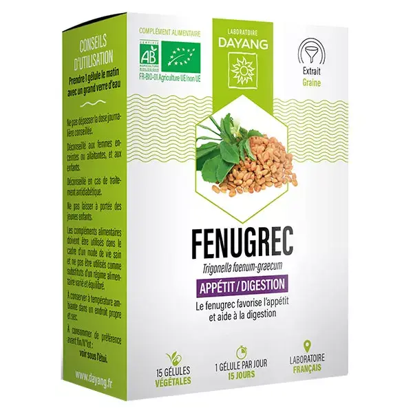 Fenugrec bio appétit/digestion Dayang - boîte de 15 gélules